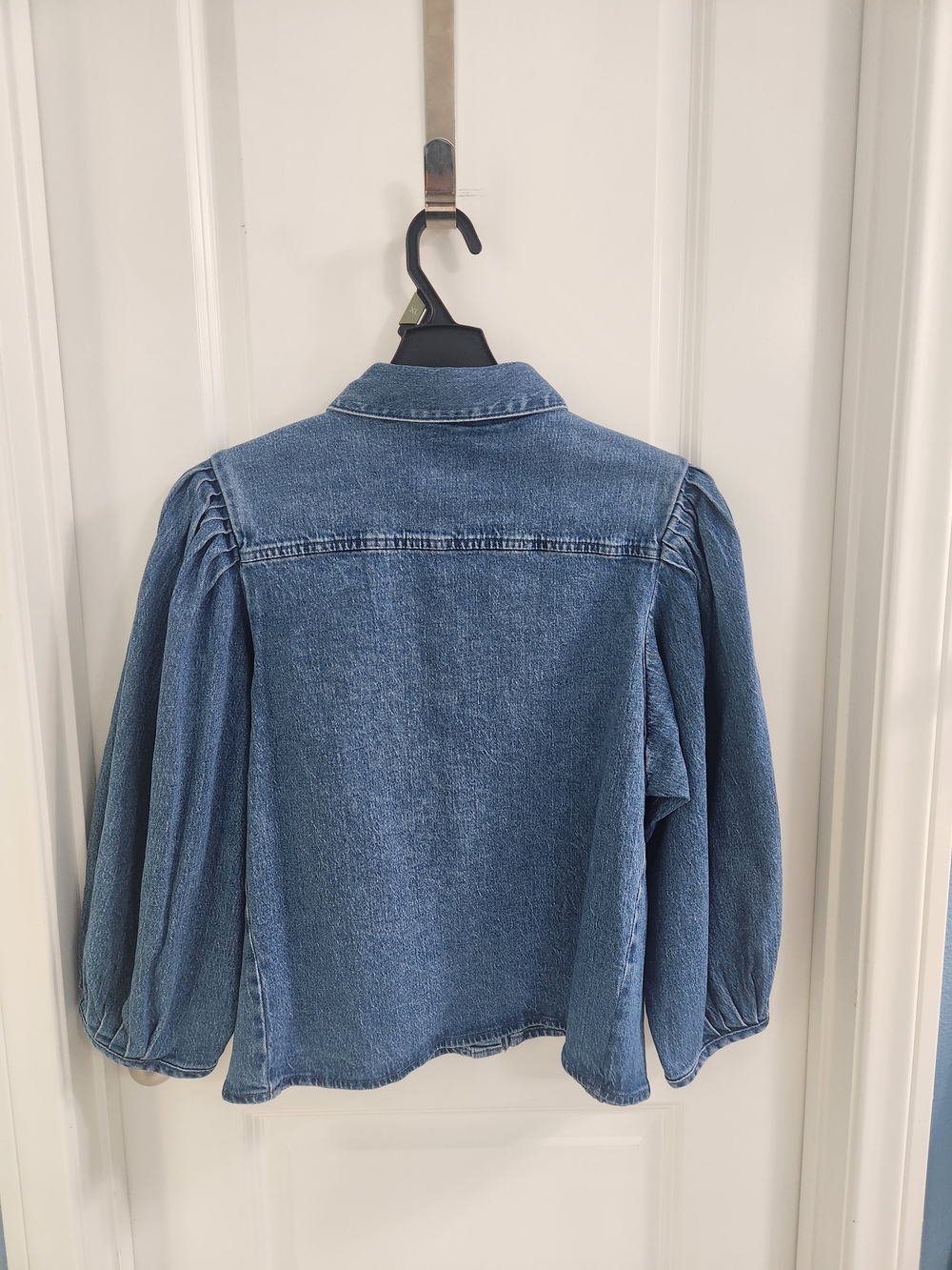 Scoop Women’s Denim Shirt with 3/4 Length Puff Sleeves, Size XL (16-18) - Picture 5 of 5